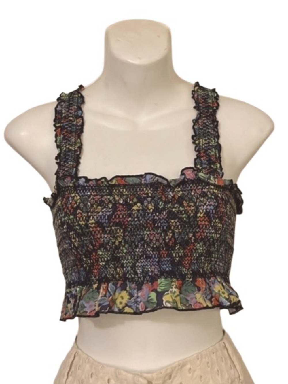 Out From Under Urban Outfitters Stretchy Smocked Ruffle Boho Cropped Tube Top M